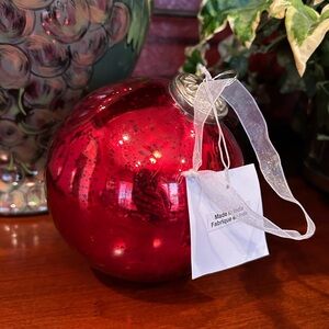 NWT Large Red Glass Holiday Ornament